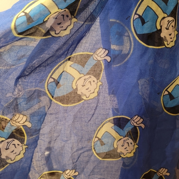 Fallout Viscose Fashion Scarf/Video Game VAULT BOY/Thumbs Up/Blue by Bioworld - Picture 3 of 8